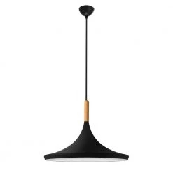 1-Light Matte Black Pendant Light with Metal Shade by YANSUN