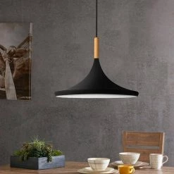 1-Light Matte Black Pendant Light with Metal Shade by YANSUN -YANSUN Shop matte black yansun chandeliers h dz005 c3 1000