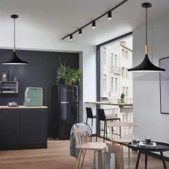 1-Light Matte Black Flying Saucer Hanging Pendant with Metal Shade by YANSUN -YANSUN Shop matte black yansun chandeliers h dz005n1 fa 1000