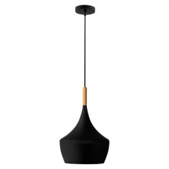 1-Light Matte Black Pendant Light with Metal Shade by YANSUN -YANSUN Shop matte black yansun chandeliers h dz006 1f 1000
