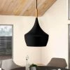 1-Light Matte Black Pendant Light with Metal Shade by YANSUN
