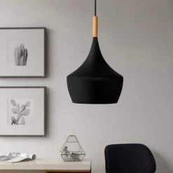 1-Light Matte Black Pendant Light with Metal Shade by YANSUN -YANSUN Shop matte black yansun chandeliers h dz006 c3 1000