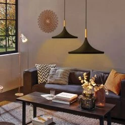 1-Light Matte Black Pendant Light with Metal Shade by YANSUN -YANSUN Shop matte black yansun chandeliers h dz007 fa 1000