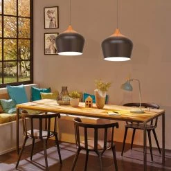 13.39 in. 1-Light Matte Black Pendant with Rice Bucket Shaped, Modern and Simple Style by YANSUN 12 13.39 in. 1-Light Matte Black Pendant with Rice Bucket Shaped, Modern and Simple Style by YANSUN -YANSUN Shop matte black yansun chandeliers h dz018 44 1000