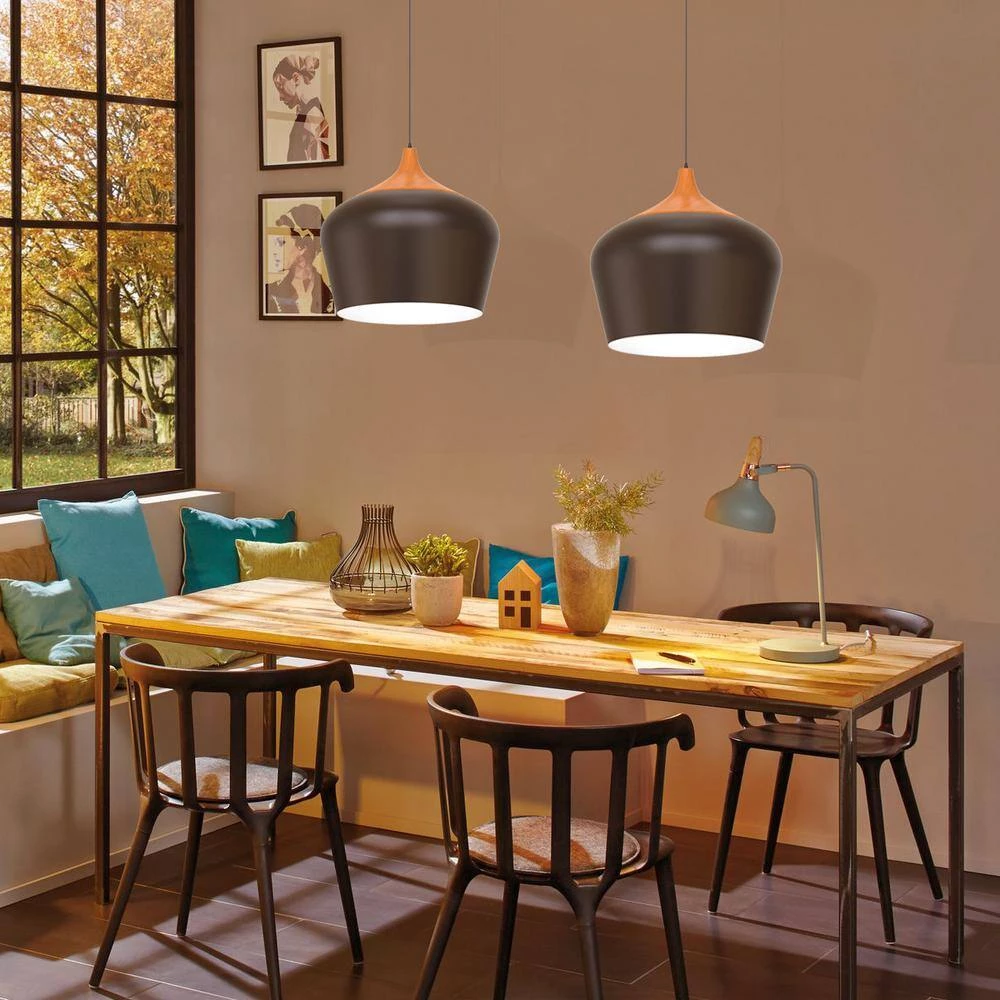 13.39 in. 1-Light Matte Black Pendant with Rice Bucket Shaped, Modern and Simple Style by YANSUN 7 13.39 in. 1-Light Matte Black Pendant with Rice Bucket Shaped, Modern and Simple Style by YANSUN - Image 5