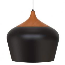 13.39 in. 1-Light Matte Black Pendant with Rice Bucket Shaped, Modern and Simple Style by YANSUN