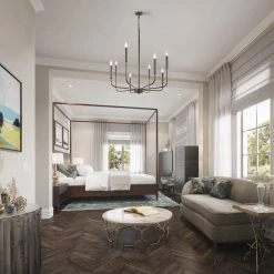 25 in. 8-Light Matte Black Farmhouse Minimalist Hanging Candlestick Chandelier by YANSUN -YANSUN Shop matte black yansun chandeliers h dz019 1f 1000