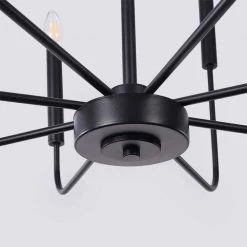 25 in. 8-Light Matte Black Farmhouse Minimalist Hanging Candlestick Chandelier by YANSUN -YANSUN Shop matte black yansun chandeliers h dz019 4f 1000