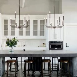 25 in. 8-Light Matte Black Farmhouse Minimalist Hanging Candlestick Chandelier by YANSUN -YANSUN Shop matte black yansun chandeliers h dz019 76 1000