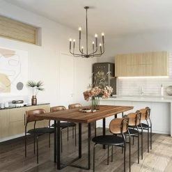 25 in. 8-Light Matte Black Farmhouse Minimalist Hanging Candlestick Chandelier by YANSUN -YANSUN Shop matte black yansun chandeliers h dz019 fa 1000