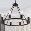 27.95 in. 6-Light Black Modern Wagon Wheel Chandelier by YANSUN -YANSUN Shop matte black yansun chandeliers h dz019n1 64 1000