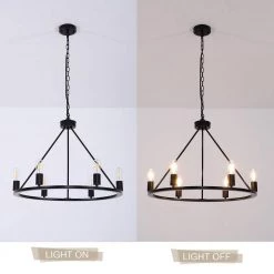 27.95 in. 6-Light Black Modern Wagon Wheel Chandelier by YANSUN -YANSUN Shop matte black yansun chandeliers h dz019n1 76 1000