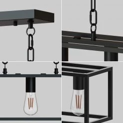 5-Light Matte Black Island Linear Pendant by YANSUN -YANSUN Shop matte black yansun chandeliers h dz031n1 44 1000