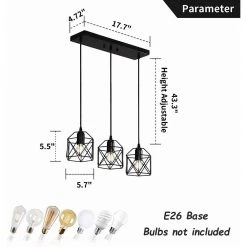 20.08 in. 3-Light Matte Black Iron Chandelier Pendant with Caged Shaded by YANSUN -YANSUN Shop matte black yansun chandeliers h dz038 1f 1000
