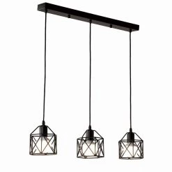 20.08 in. 3-Light Matte Black Iron Chandelier Pendant with Caged Shaded by YANSUN