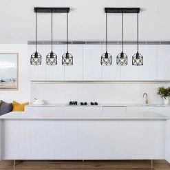 20.08 in. 3-Light Matte Black Iron Chandelier Pendant with Caged Shaded by YANSUN -YANSUN Shop matte black yansun chandeliers h dz038 fa 1000