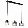 20.08 in. 3-Light Matte Black Metal Chandelier Pendant with Caged Shaded by YANSUN