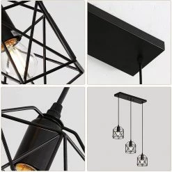 20.08 in. 3-Light Matte Black Metal Chandelier Pendant with Caged Shaded by YANSUN -YANSUN Shop matte black yansun chandeliers h dz038n1 c3 1000