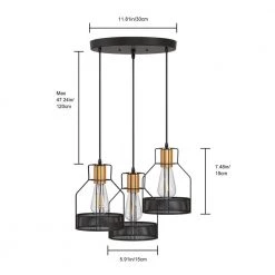 12.2 in. 3-Light Matte Black Metal Bottle Chandelier Pendant Light by YANSUN -YANSUN Shop matte black yansun chandeliers h dz039n1 c3 1000