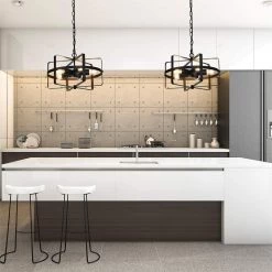 16.3 in. 5-Light Matte Black Wrought Iron Chandelier with Metal Shape by YANSUN -YANSUN Shop matte black yansun chandeliers h dz042 1d 1000