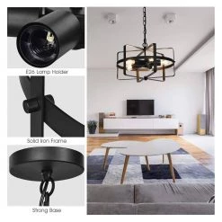 16.3 in. 5-Light Matte Black Wrought Iron Chandelier with Metal Shape by YANSUN -YANSUN Shop matte black yansun chandeliers h dz042 44 1000