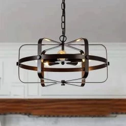 16.3 in. 5-Light Matte Black Wrought Iron Chandelier with Metal Shape by YANSUN -YANSUN Shop matte black yansun chandeliers h dz042 4f 1000