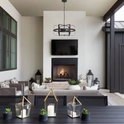 16.3 in. 5-Light Matte Black Wrought Iron Chandelier with Metal Shape by YANSUN -YANSUN Shop matte black yansun chandeliers h dz042n1 fa 1000