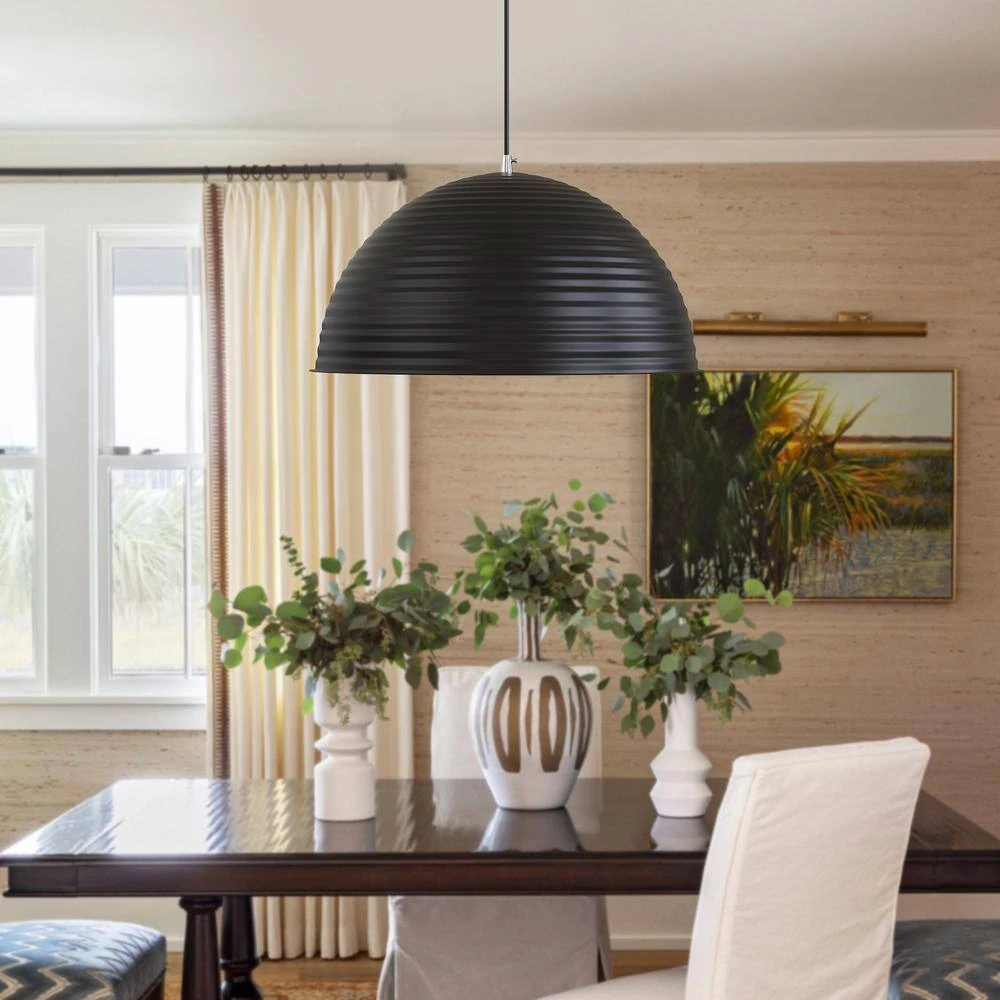 12.20 in. 1-Light Matte Black Pendant with Bowl Shaped, Modern and Simple Style by YANSUN 7 12.20 in. 1-Light Matte Black Pendant with Bowl Shaped, Modern and Simple Style by YANSUN - Image 5