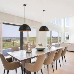 12.20 in. 1-Light Matte Black Pendant with Bowl Shaped, Modern and Simple Style by YANSUN 14 12.20 in. 1-Light Matte Black Pendant with Bowl Shaped, Modern and Simple Style by YANSUN -YANSUN Shop matte black yansun chandeliers h dz057n1 44 1000