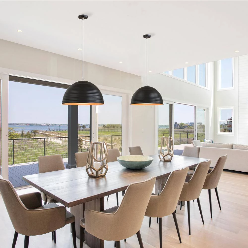 12.20 in. 1-Light Matte Black Pendant with Bowl Shaped, Modern and Simple Style by YANSUN 8 12.20 in. 1-Light Matte Black Pendant with Bowl Shaped, Modern and Simple Style by YANSUN - Image 6