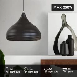 13.39 in. Matte Black Pendant Light with Bowl Shaped, Modern and Classic Style by YANSUN -YANSUN Shop matte black yansun chandeliers h dz058 44 1000