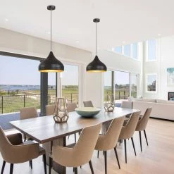 13.39 in. Matte Black Pendant Light with Bowl Shaped, Modern and Classic Style by YANSUN -YANSUN Shop matte black yansun chandeliers h dz058 fa 1000