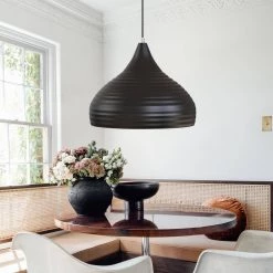 13.39 in. Matte Black Pendant Light with Bowl Shaped, Modern and Classic Style by YANSUN -YANSUN Shop matte black yansun chandeliers h dz058n1 4f 1000