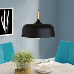 13.39 in. 1-Light Matte Black Pendant Lighting with Metal Shape by YANSUN -YANSUN Shop matte black yansun chandeliers h dz059 1f 1000