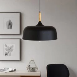 13.39 in. 1-Light Matte Black Pendant Lighting with Metal Shape by YANSUN -YANSUN Shop matte black yansun chandeliers h dz059 4f 1000