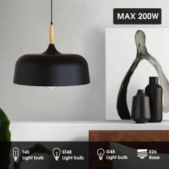 13.39 in.1-Light Matte Black Industrial Pendant Light, Vintage Hanging Lighting by YANSUN -YANSUN Shop matte black yansun chandeliers h dz059n1 44 1000