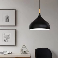 13.39 in. 1-Light Matte Black Pendant with Teardrop Metal Shaped by YANSUN -YANSUN Shop matte black yansun chandeliers h dz060 1f 1000