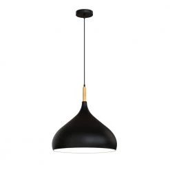 13.39 in. 1-Light Matte Black Pendant with Teardrop Metal Shaped by YANSUN