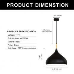 13.39 in. 1-Light Matte Black Pendant with Teardrop Metal Shaped by YANSUN -YANSUN Shop matte black yansun chandeliers h dz060 c3 1000