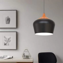 13.39 in. 1-Light Matte Black Pendant with Metal Shape, Modern and Simple Style by YANSUN -YANSUN Shop matte black yansun chandeliers h dz061 1f 1000