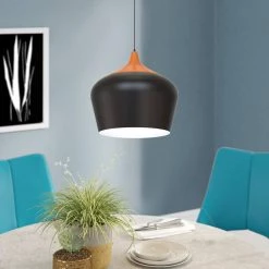 13.39 in. 1-Light Matte Black Pendant with Metal Shape, Modern and Simple Style by YANSUN -YANSUN Shop matte black yansun chandeliers h dz061 44 1000