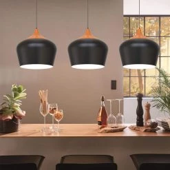 13.39 in. 1-Light Matte Black Pendant with Metal Shape, Modern and Simple Style by YANSUN -YANSUN Shop matte black yansun chandeliers h dz061 4f 1000