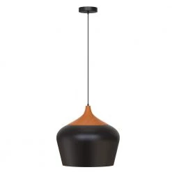 13.39 in. 1-Light Matte Black Pendant with Metal Shape, Modern and Simple Style by YANSUN
