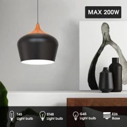 13.39 in. 1-Light Matte Black Pendant with Metal Shape, Modern and Simple Style by YANSUN -YANSUN Shop matte black yansun chandeliers h dz061 fa 1000