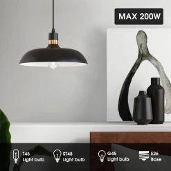 13.39 in.1-Light Matte Black Pendant with Metal Shape, Modern Style by YANSUN -YANSUN Shop matte black yansun chandeliers h dz062 44 1000