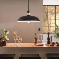 13.39 in.1-Light Matte Black Pendant with Metal Shape, Modern Style by YANSUN -YANSUN Shop matte black yansun chandeliers h dz062 4f 1000