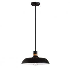 13.39 in.1-Light Matte Black Pendant with Metal Shape, Modern Style by YANSUN