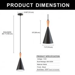 9.06 in. 1-Light Matte Black Pendant Light with Triangel Shaped, Modern Style by YANSUN -YANSUN Shop matte black yansun chandeliers h dz066 c3 1000