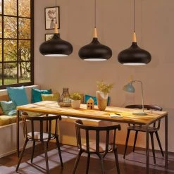 12.20 in. 1-Light Matte Black Pendant with Bowl Shaped, Minimalist Style by YANSUN -YANSUN Shop matte black yansun chandeliers h dz067b 1f 1000