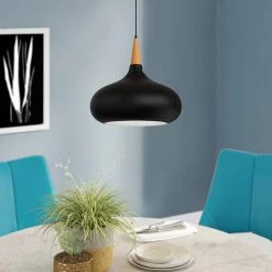 12.20 in. 1-Light Matte Black Pendant with Bowl Shaped, Minimalist Style by YANSUN -YANSUN Shop matte black yansun chandeliers h dz067bn1 44 1000 1